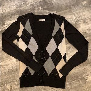 Dark Gray Argyle Cardigan